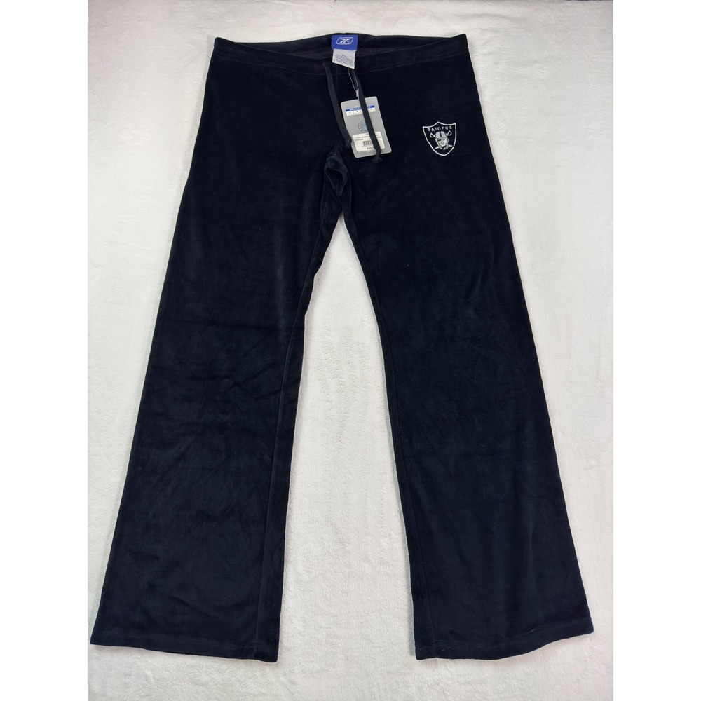 Reebok NFL Oakland Raiders Women Black Velour Lounge Pants Medium NWT